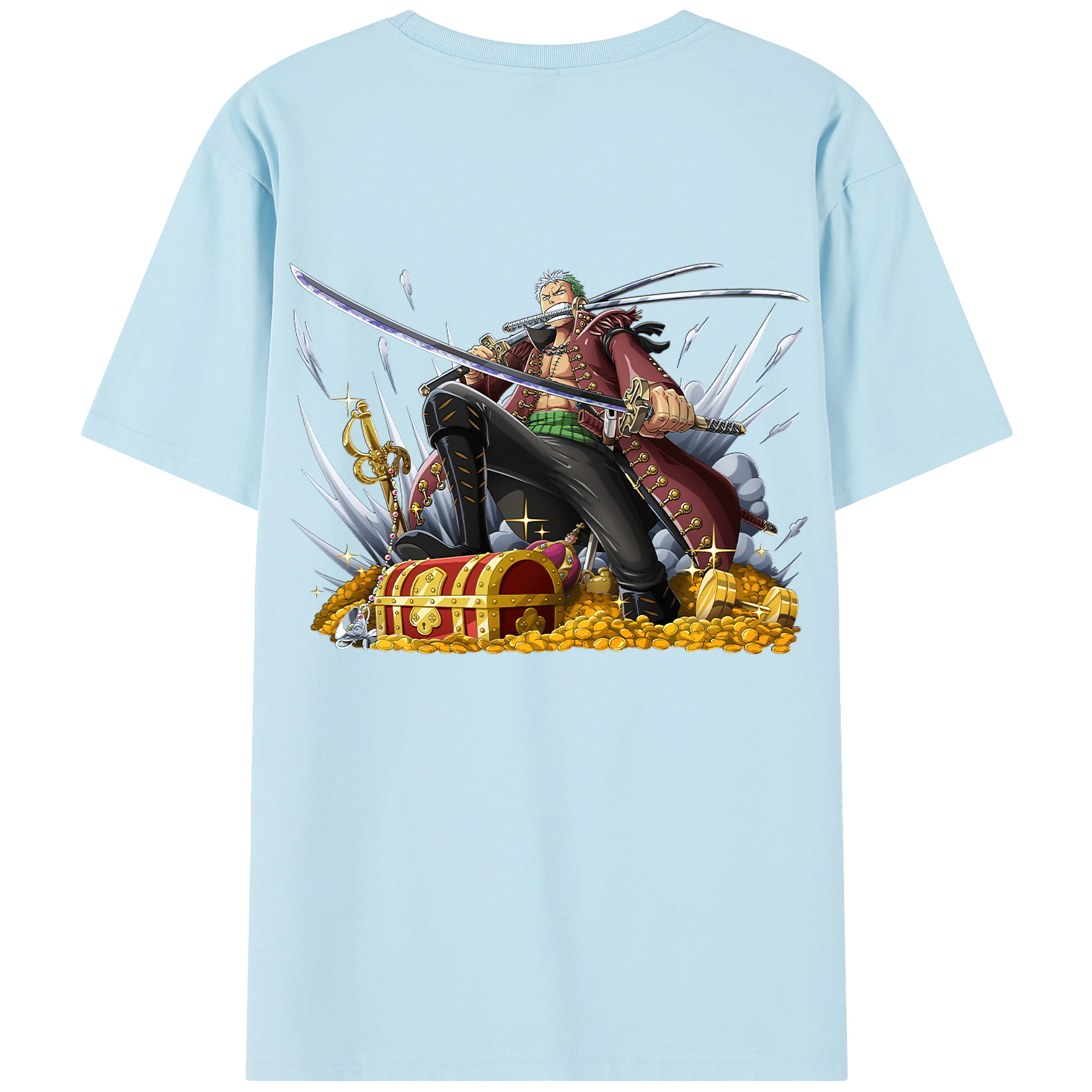 ワンピース ロロノア・ゾロ ONE PIECE Roronoa Zoro 綿100％半袖Tシャツ（背面プリント）